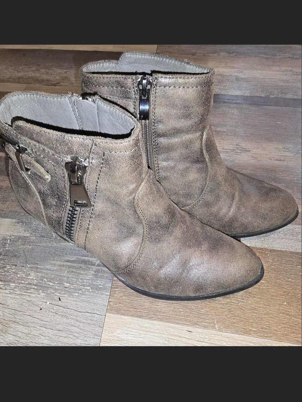 bucco Taupe Faux-Suede Ankle Booties with Side Zippers